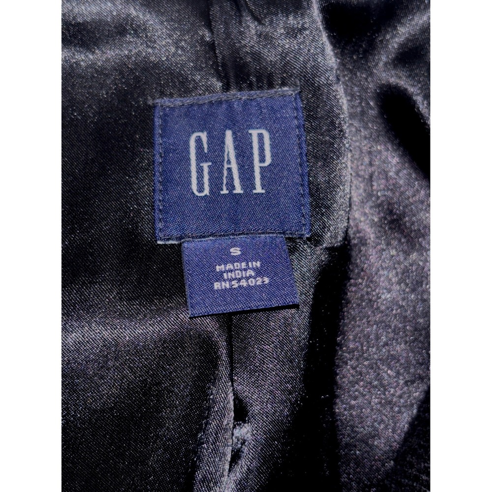 Minimalist Black Wool Blend Coat Size S Button Front Stand Collar Winter Jacket - Picture 4 of 16